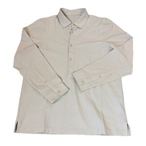 Lululemon WovenAir Half Button Lightweight Pullover Men's Size Small Ivory Beige